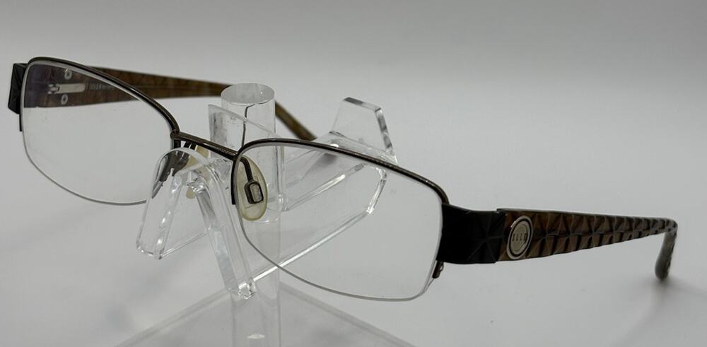 ELLE EL18792 Brown Gold Women's Half Rim Eyeglass Frames 135mm
